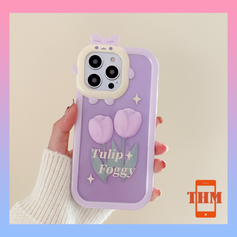 Ốp lưng iphone Những bông hoa màu hồng và tím dễ thương ống kính máy ảnh quái vật nhỏ Cho Iphone Cho Iphone 6 / 6S / 6splus / se / 7 / 7plus / 8 / 8plus / X / xs / xsmax / 11 / 12 / 13 / 14 / Plus / pro / pro max-6001