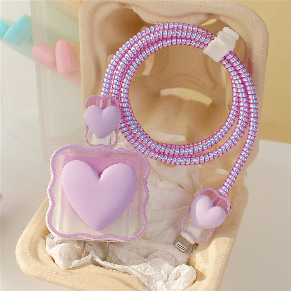 Vỏ Bọc Bảo Vệ Đầu Dây Cáp Sạc iPhone 13 / 14 18w / 20w Hình Trái Tim Dễ Thương Ốp