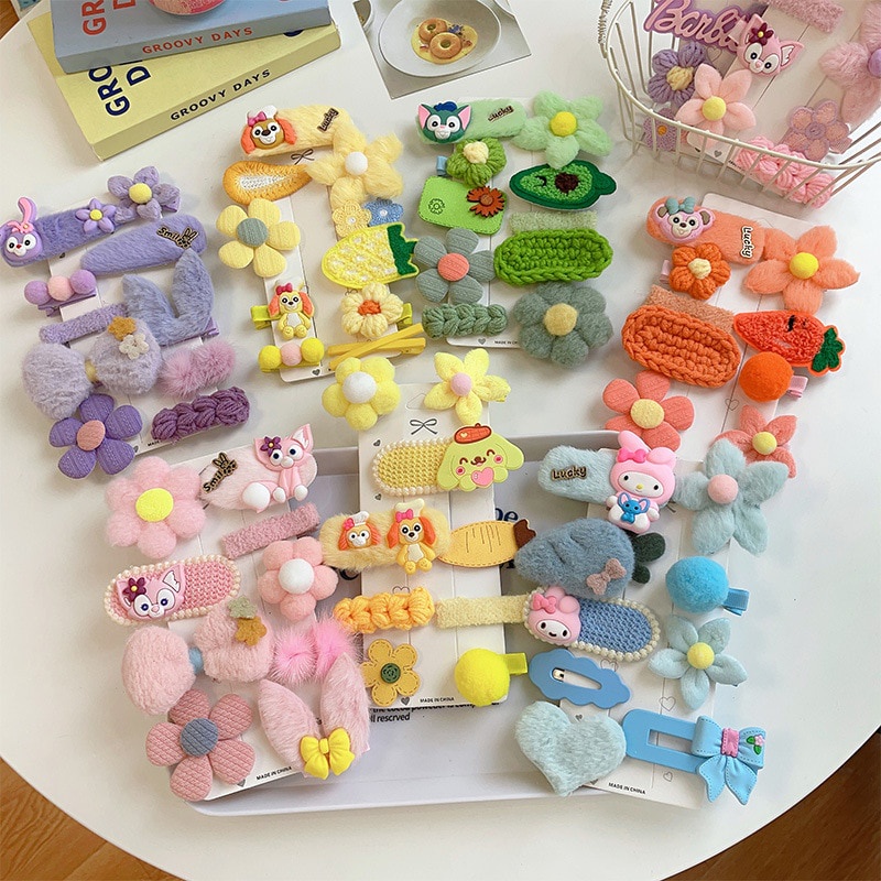 Set 9 / 10 Kẹp Tóc Nhiều Kiểu Dáng Dễ Thương Cho Bé Gái