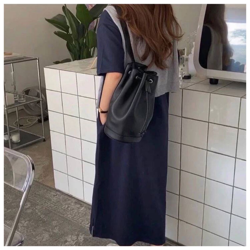 Mischa Túi Đeo Vai Da PU Màu Trơn Sức Chứa Lớn Phong Cách retro Đơn Giản Dễ Phối Đồ