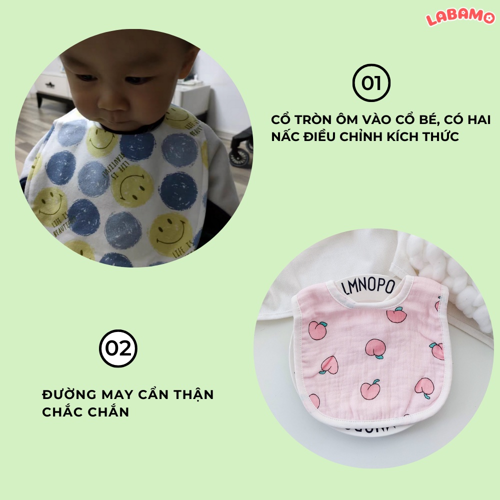 Yếm cổ vuông cho bé giữ ấm ăn dặm chất liệu muslin 100% cotton giá rẻ YV02