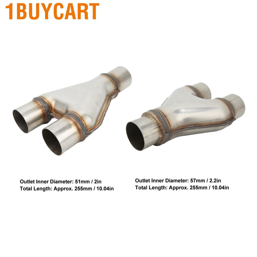 1buycart Car Exhaust Tail Throat Stainless Steel 1 to 2 Tight Fit Leakage Proof Dual Tips