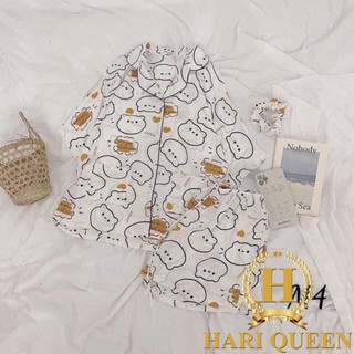 Bộ Pijama quả đào và mặt gấu in kín HARI