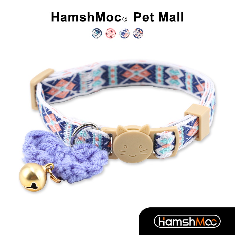HamshMoc Vòng Cổ Nhẹ Mềm Mại Thoải Mái Bền Bỉ Có Chuông Và Nơ Dễ Thương Có Thể Điều Chỉnh Cho Thú Cưng / Mèo / Thỏ