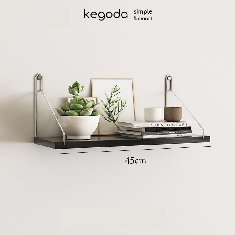 Kệ Gỗ Trang Trí Treo Tường Không Cần Khoan Thương Hiệu Kegoda, Kích Thước Ngang 45 x Sâu 15cm, Nhiều Màu