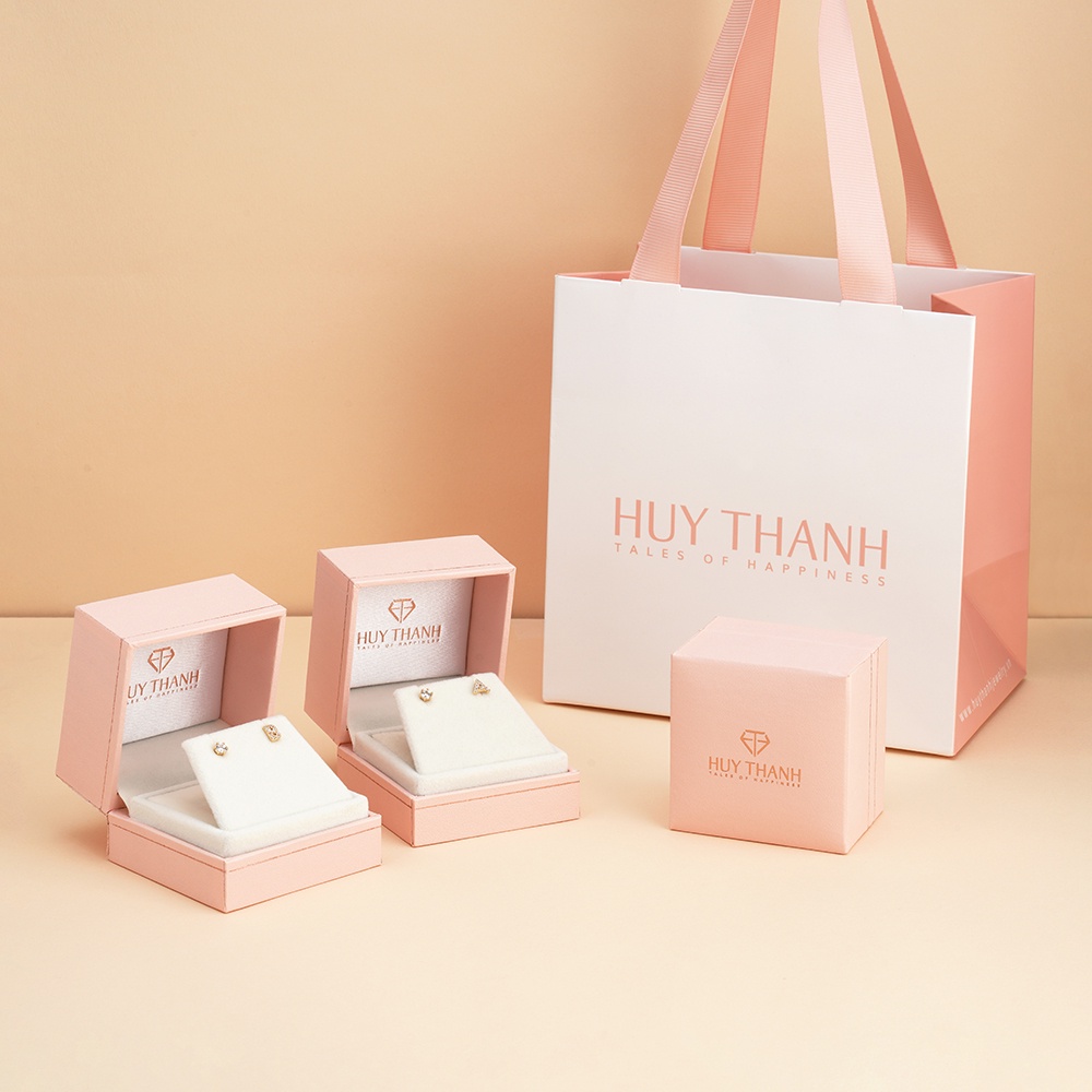 Bông Tai Vàng Vàng Hình Chữ H Thời Trang Gắn Đá CZ Cao Cấp Vàng Tây 14K BTAM107 Huy Thanh Jewelry