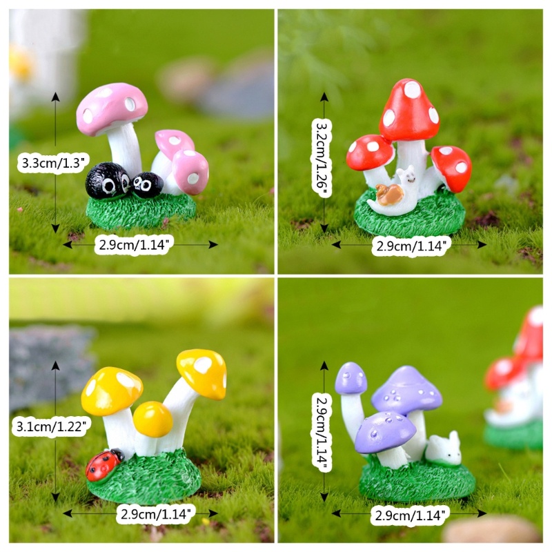 Set 4 Nấm Nhựa Trang Trí Sân Vườn