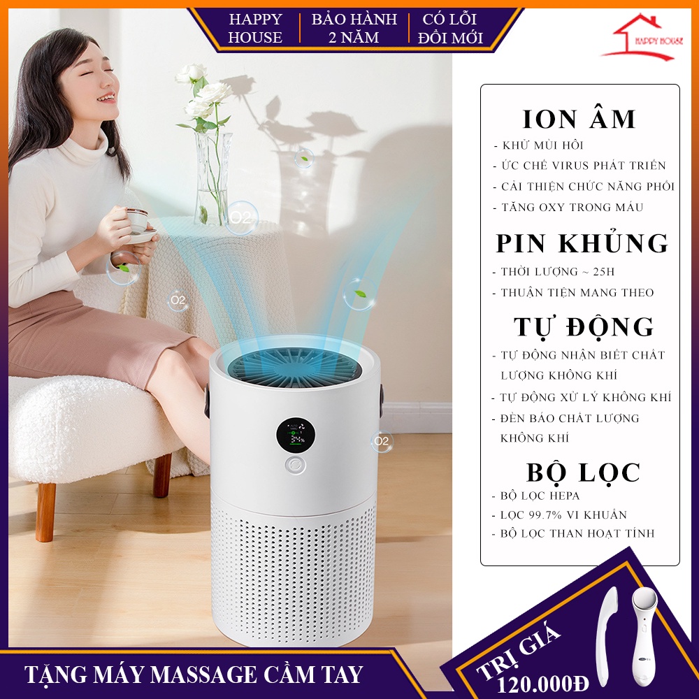 Máy lọc không khí diệt khuẩn AP1 thế hệ mới lõi lọc hepa 4 lớp lọc bụi mịn, màn hình led có đèn báo chất lượng không khí