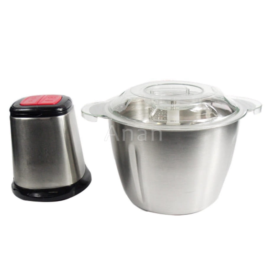 Máy Xay Thịt Inox 304, Cối Xay Thực Phẩm Đá, Thịt Củ, Quả Đa Năng, Dung Tích 2L, Lưỡi Kép Xay Nhanh, Sắc Bén
