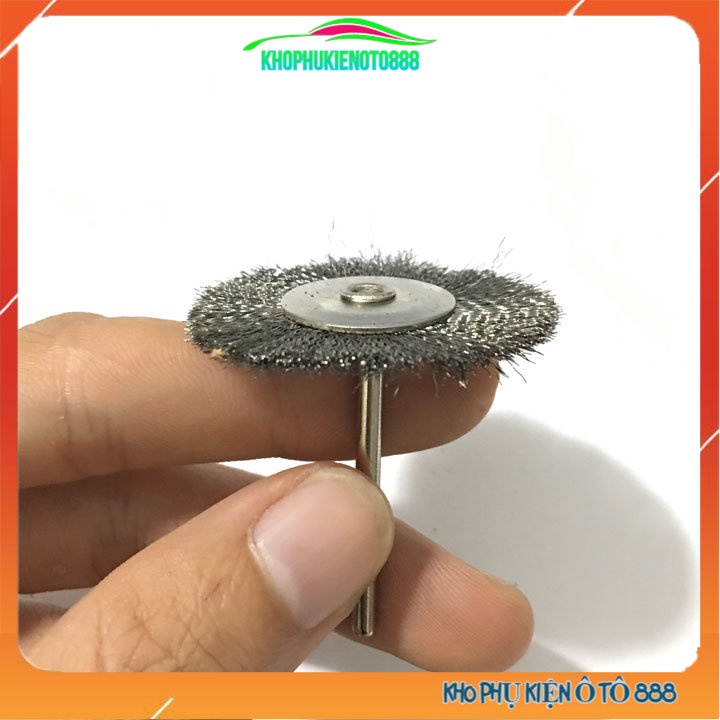 Chổi đánh gỉ trục 3mm đường kính 40mm sợi thép, sợi đồng