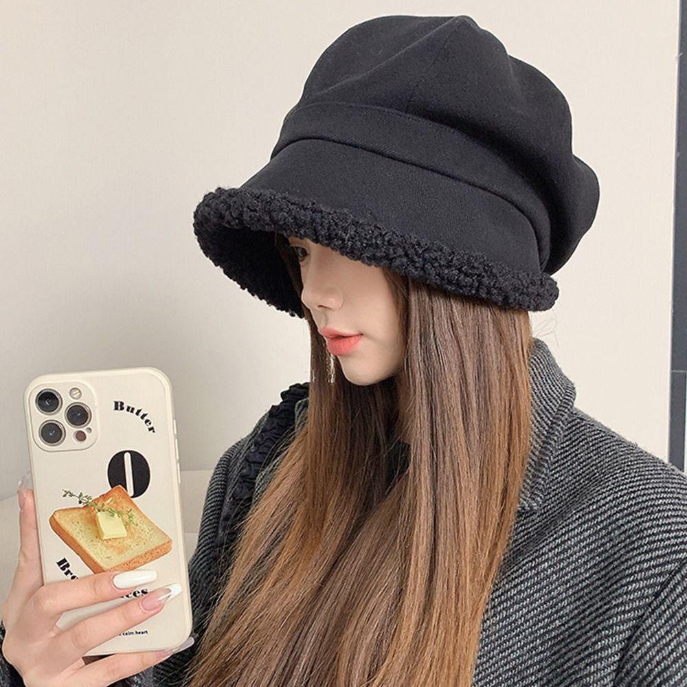 WTTLE Mũ Beret Lông Cừu Màu Sắc Nhã Nhặn Thời Trang