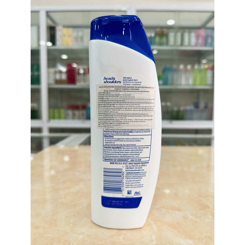 Dầu Gội Xả 2in1 Giảm Gàu Ngứa Cho Nam Head &amp; Shoulders Men Series Pure Sport Old Spice 380ml - 650ml Mỹ