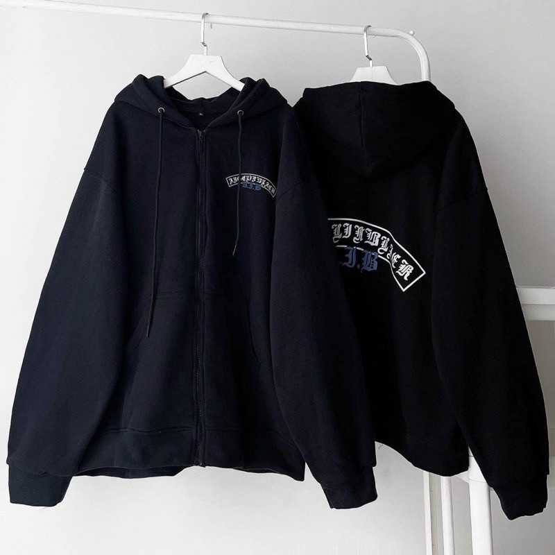 (Sale FreeShip) Aó khoát nỉ khóa kéo cao cấp,áo khoát nam nữ dáng rộng in chữ nổi cực xinh,nón 2 lớp có dây luồng