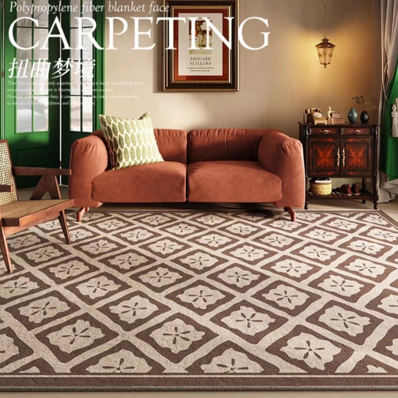 Kích Thước Siêu Lớn! Thảm Trải Sàn Sang Trọng Chống Trượt Phong Cách Retro