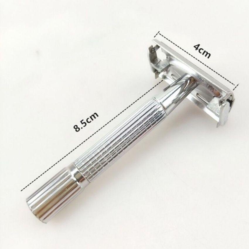 Dao cạo râu cao cấp. Dao cạo râu hai lưỡi bằng thép không gỉ an toàn,  hộp có gương, cọ vệ sinh  tiện dụng, cao cấp