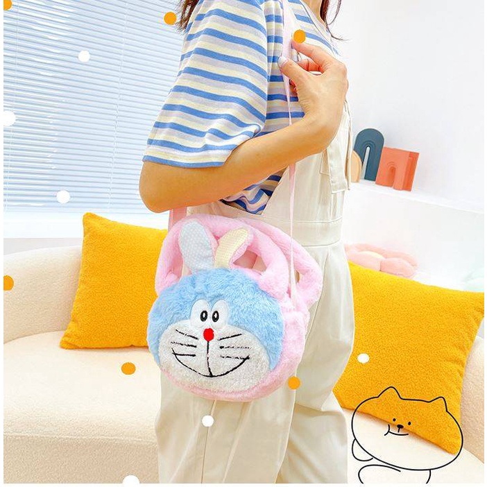 Túi Xách Đeo Vai Cỡ Lớn Hình Doraemon Nhồi Bông Dễ Thương Cho Nữ