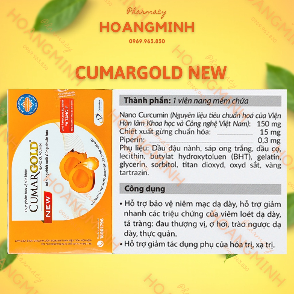 CUMARGOLD NEW  Hỗ Trợ Bảo Vệ Niêm Mạc Dạ Dày, Giảm Nhanh Các Triệu Chứng Của Vim Loét Dạ Dày, Tá Tràng