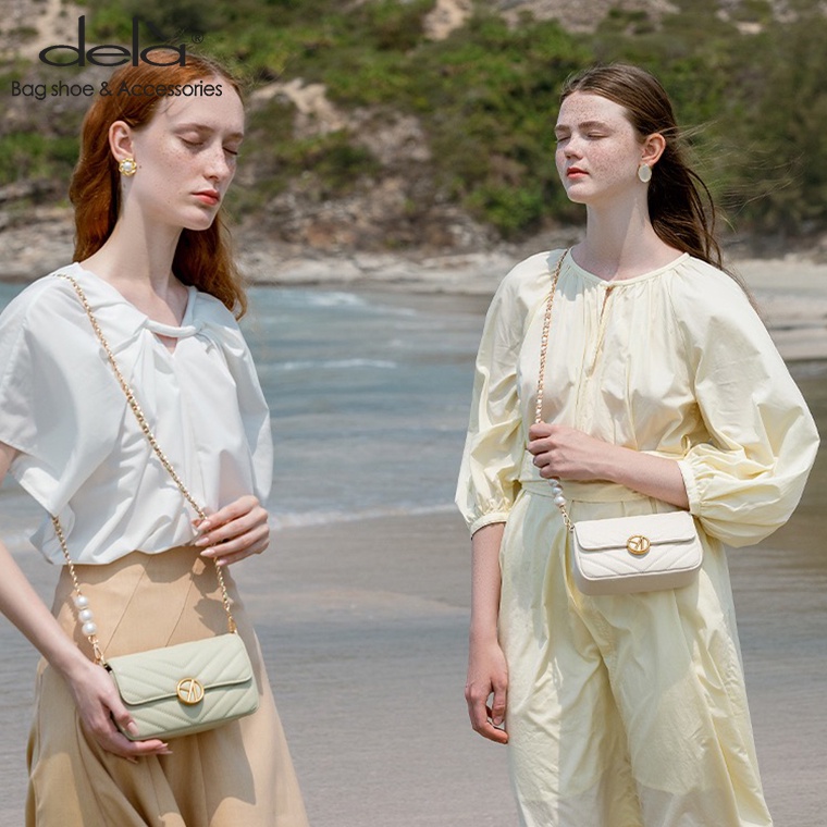 Dela Túi Đeo Chéo Đính Ngọc Trai Nhân Tạo Thời Trang Xuân Hè Mới Cho Nữ