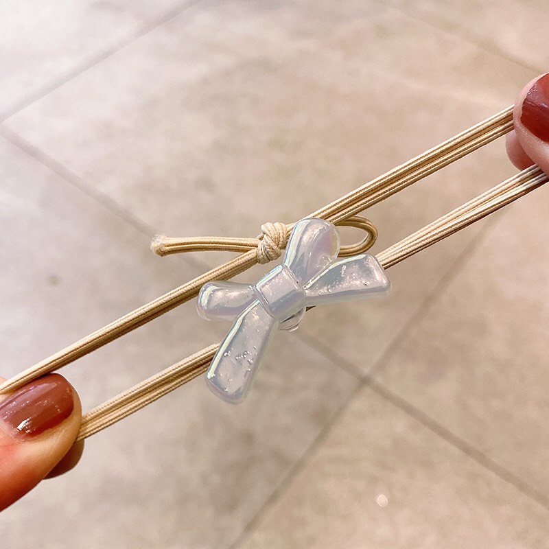 Set 8 Đồ Buộc Tóc Cột Tóc Thun Màu Nâu Trà Sữa Charm Hologram Cực Xinh Cho Các Bạn Nữ Dobi KT8