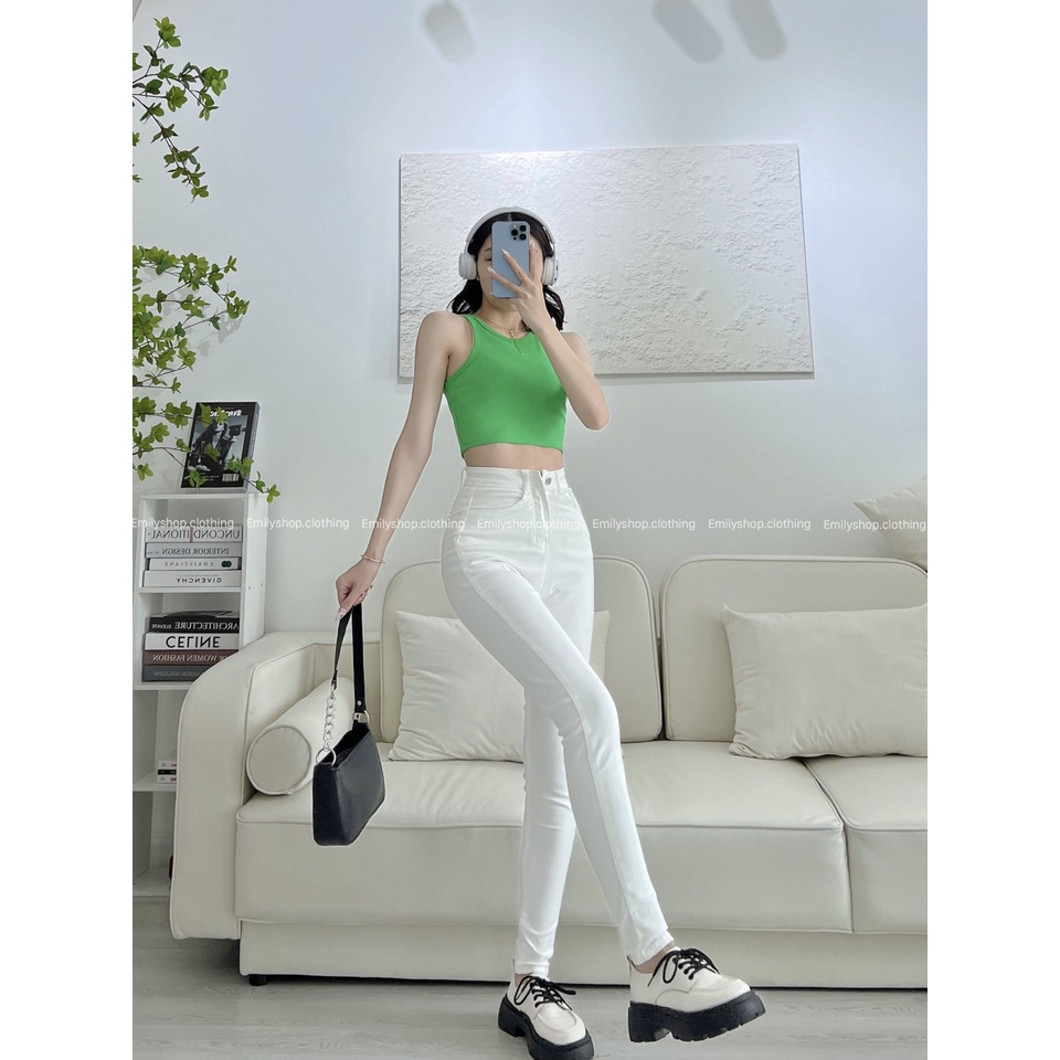 Quần Jean Skinny Nữ Dáng Ôm Lưng Siêu Cao Trơn Emilyshop