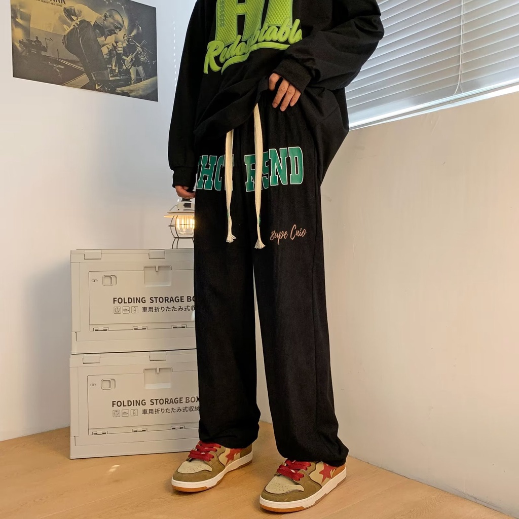 Quần ống rộng In Chữ Thời Trang Phong Cách unisex size M-2XL