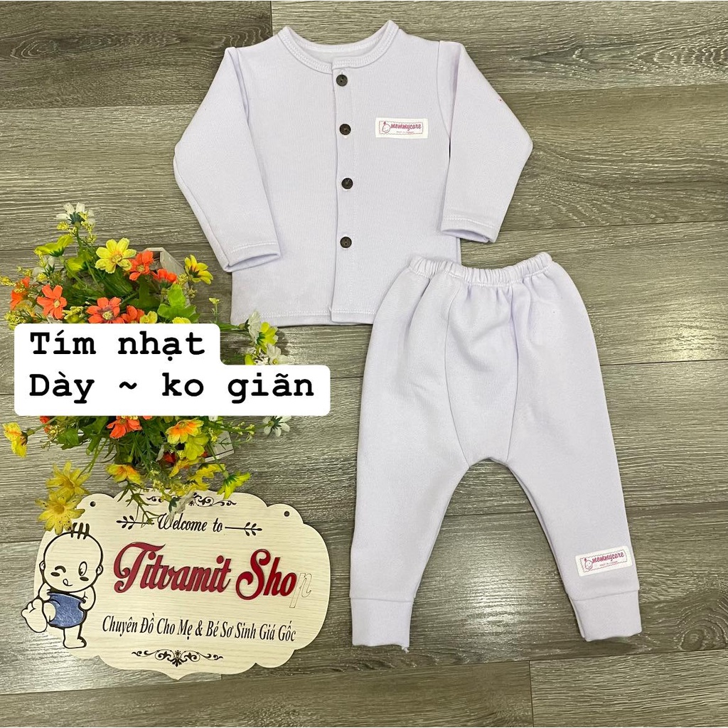 [Form ôm]Bộ dài Mommycare nỉ lông cúc giữa màu trơn