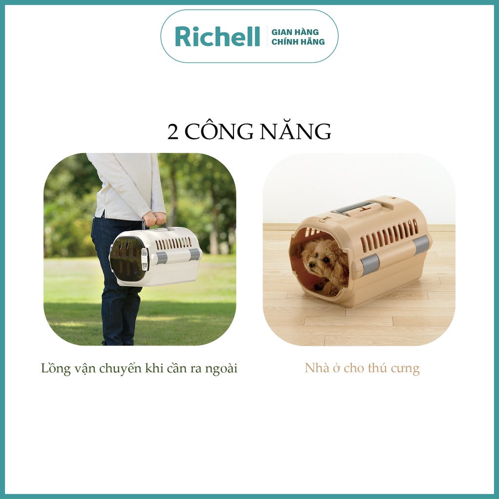 Lồng vận chuyển và nhà ở cho thú cưng Richell Nhật Bản 2in1 có thể tháo rời | Pet