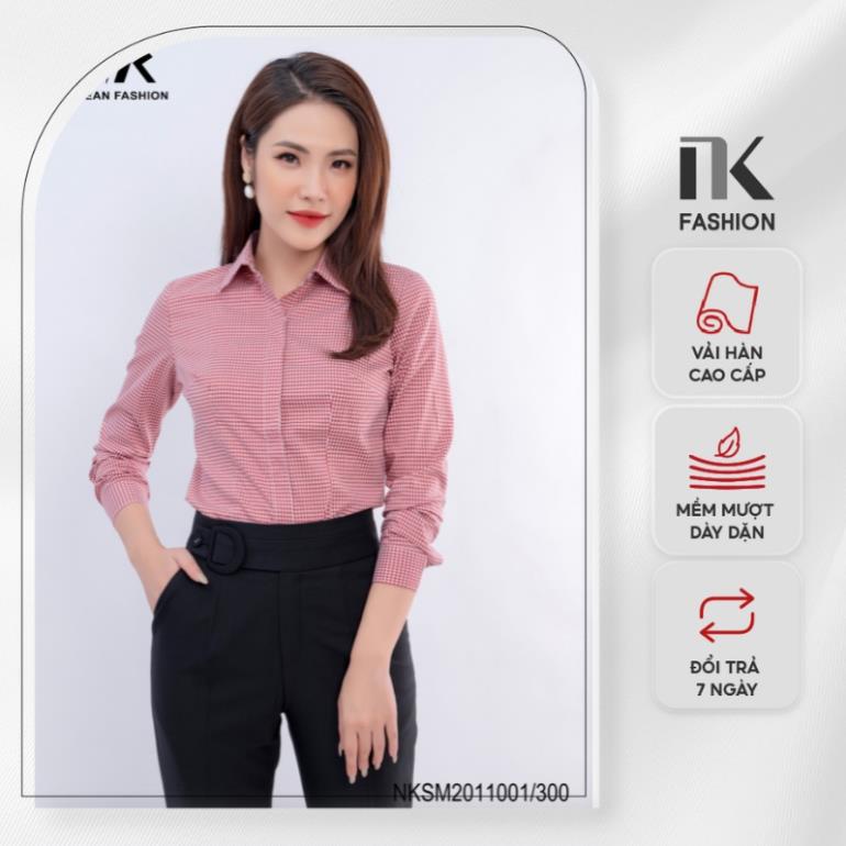 Áo Sơ Mi Kẻ Caro Dài Tay Công Sở NK FASHION Chất Liệu Vải Hàn Cao Cấp, Thoáng Mát, Thấm Hút Mồ Hôi