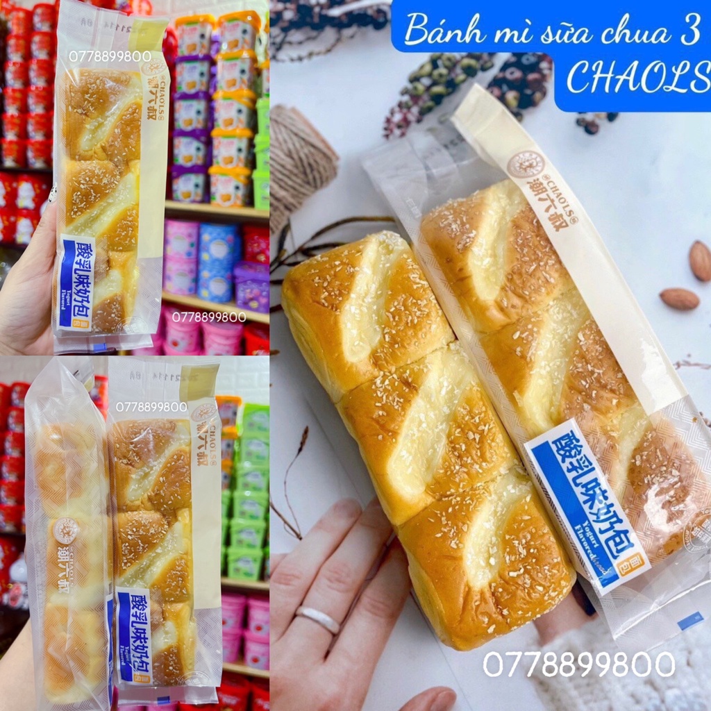 1kg Bánh mì dài vị sữa chua dừa vụn 3 cái 1 túi yogurt flavored túi xanh dương