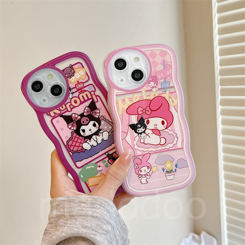 Clear Casing Realme C53 C55 C30S C33 C31 C35 Narzo 50A 50i Prime C21 C21Y C25Y C20 C11 2020 2021 C17 9Pro+ 5G 9 10 4G 8 7i 5 5i 5s 6i 6 C2 C1 3 2 Pro U1 Cute Cartoon Kuromi Waves Edge Round Fine Hole Airbag Shockproof Soft Phone Case Cover BW 21