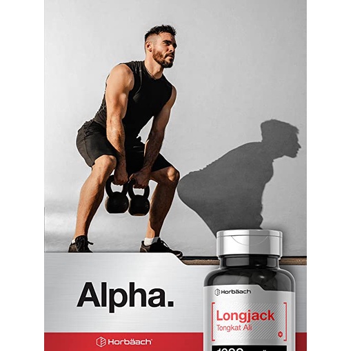 Horbaach Longjack Viên uống Tongkat Ali 1600mg hỗ trợ sức bền, tăng cường sinh lý và giảm căng thẳng 120 viên