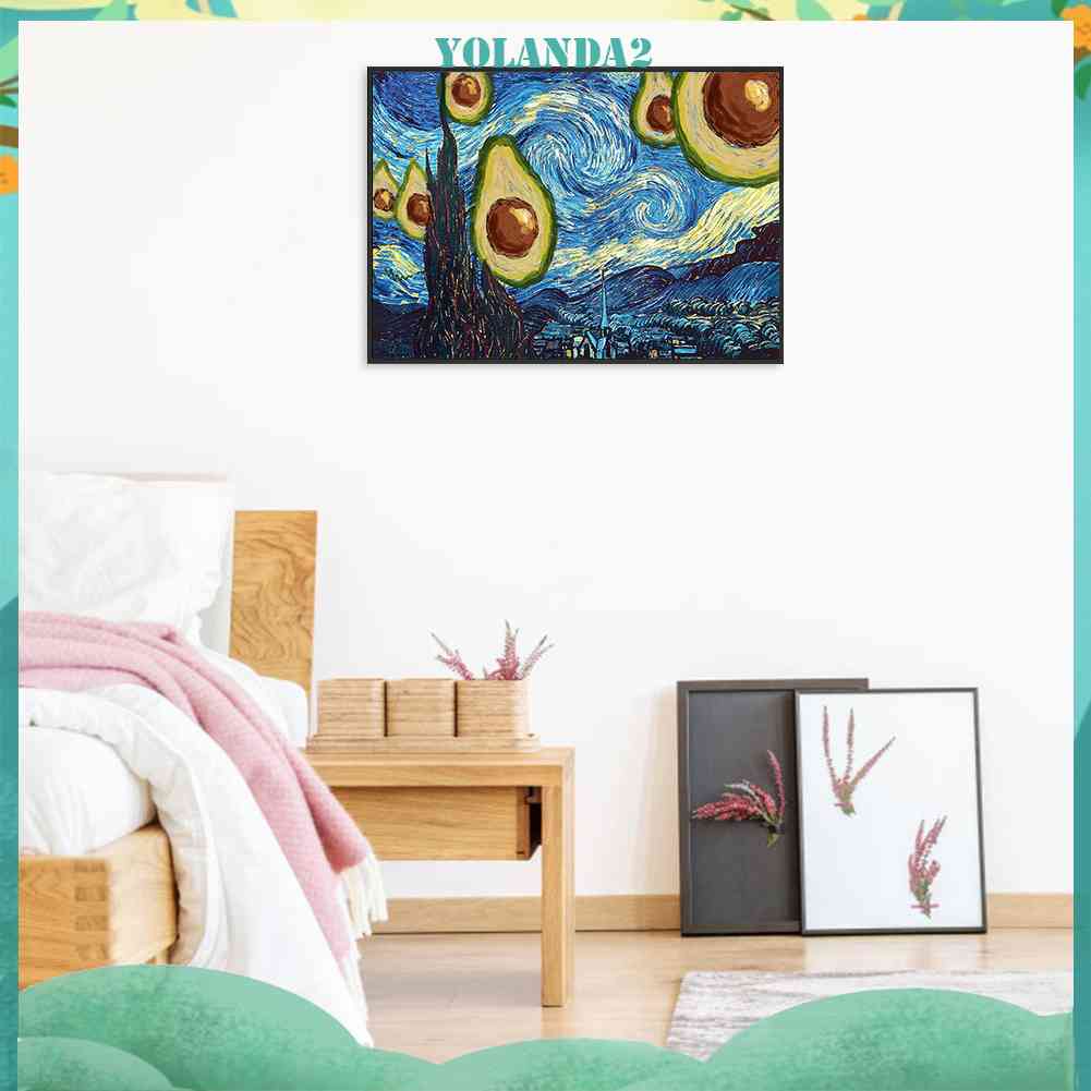 Bộ Tranh Đính Đá 2 / 5D DIY Hình Quả Bơ / Bản Đồ Sao Trang Trí Nhà Cửa