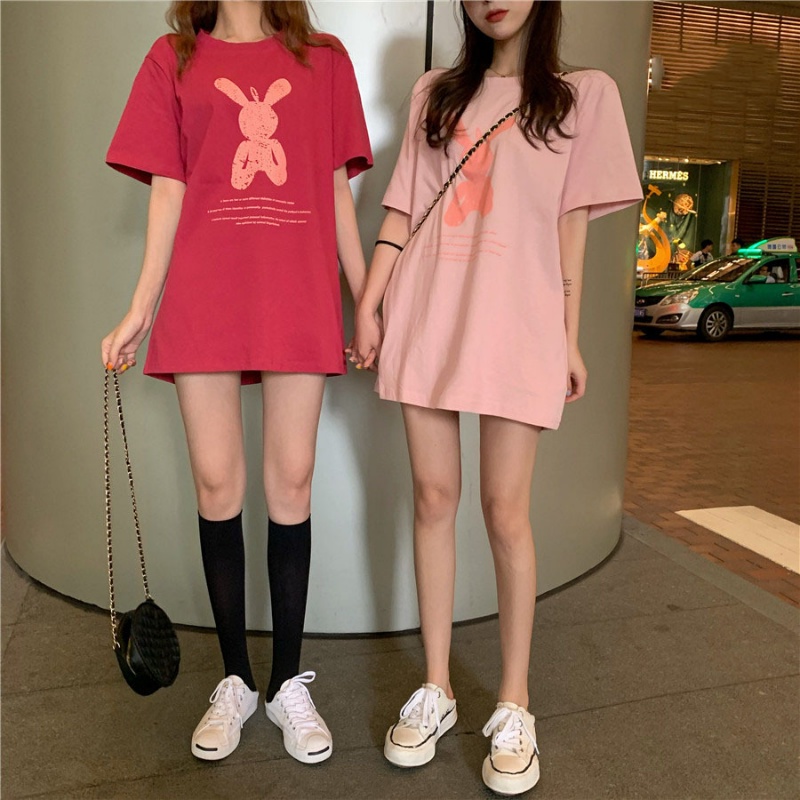 Áo Thun Nữ Ngắn Tay In Hình Thỏ Phong Cách Mới