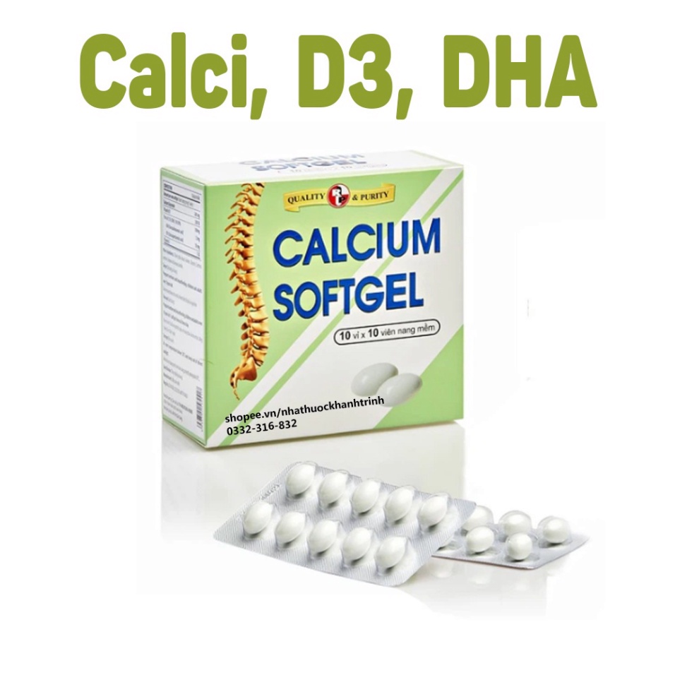 Viên uống Calcium Softgel Robinson tốt cho hệ thần kinh, bổ sung canxi (100 viên)