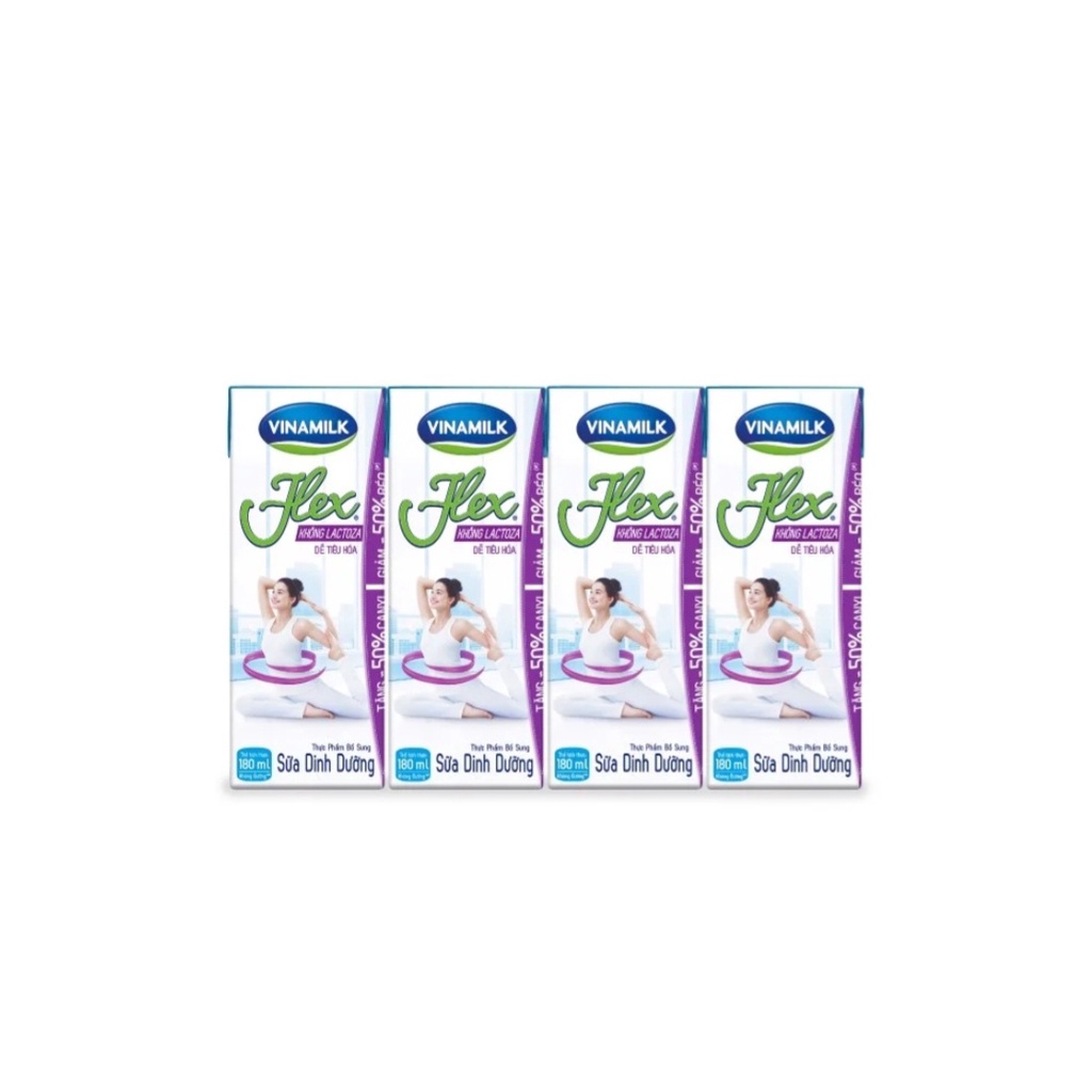 LỐC Sữa tiệt trùng Flex không Lactose - Lốc 4 hộp x 180ml