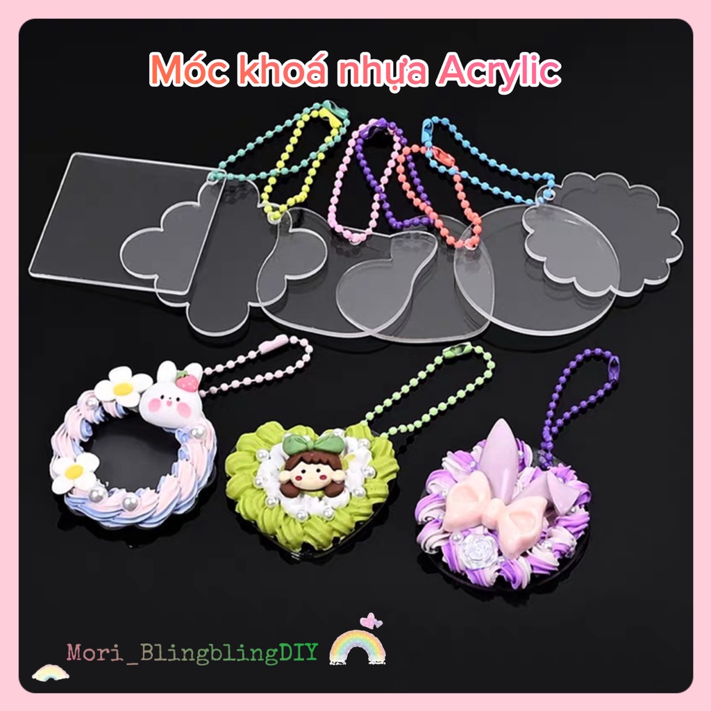 Móc Khoá Acrylic Trong Suốt Xinh Xắn Nhiều Hình Tuỳ Chọn Làm DIY