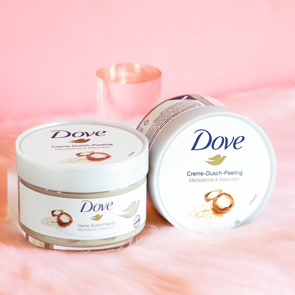Tẩy Da Chết Toàn Thân DOVE Exfoliating Body Polish Chiết Xuất Macca, Bơ Mỡ Và Hạt Lưu