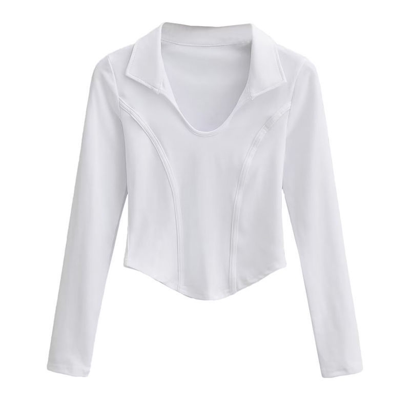 Áo Kiểu Tay Dài Cổ Chữ U Dáng Ôm Phong Cách Retro Dành Cho Nữ