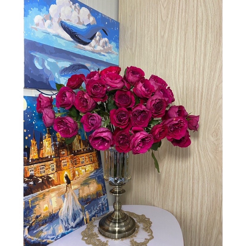 BÌNH HOA PHA LÊ ĐẾ ĐỒNG sz 25-30CM