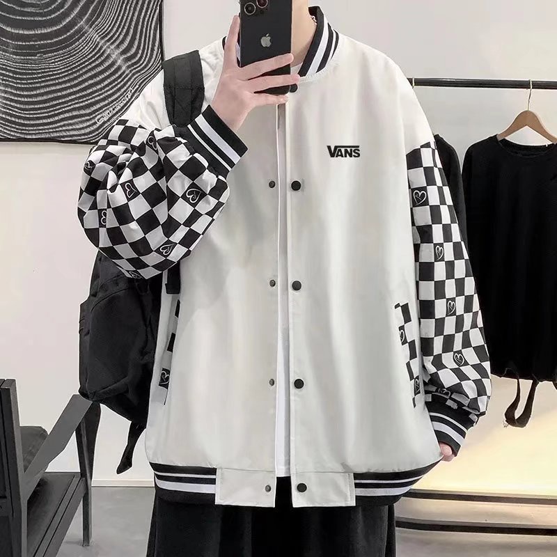 Áo Khoác Bóng Chày Cỡ Lớn In Họa Tiết Caro Phong Cách hip hop Nhật Bản Thời Trang Cho Nam size S-3XL