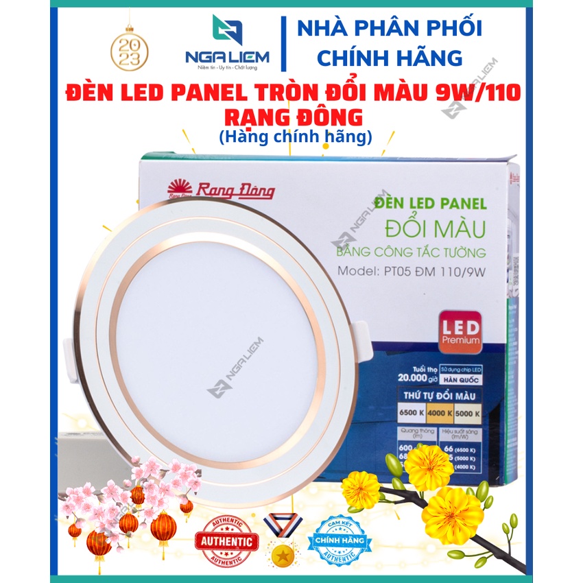 Đèn LED Panel Tròn đổi màu PT05 9W/110 Rạng Đông (Viền Vàng/ Viền Bạc)