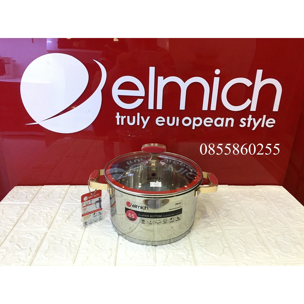 Nồi Elmich inox 304 Red Velvet 18cm, 20cm, 22cm, 24cm