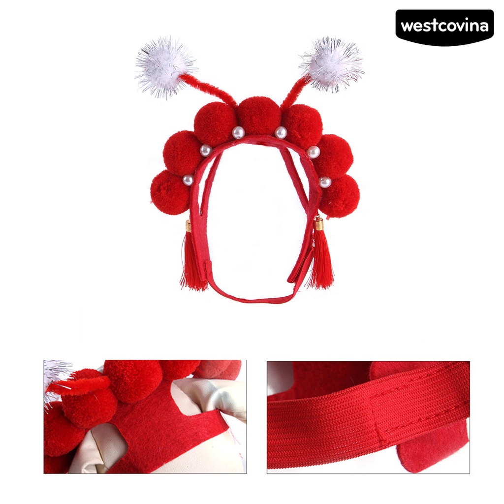 [COD]♘Mũ Lông Nhung Hóa Trang Mèo Thiết Kế Kiểu Opera Trung Hoa Trang Trí Tiệc Tùng Dành Cho Thú Cưng