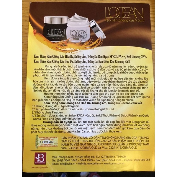KEM LOCEAN HỒNG SÂM BAN NGÀY L'OCEAN SPF30/PA++