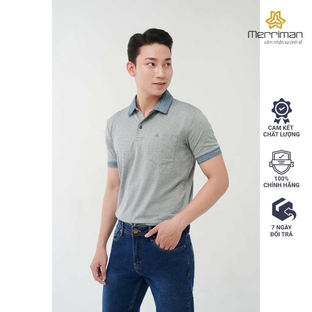 Áo thun nam có cổ, áo polo nam cao cấp Merriman mã THMTS051 màu Matcha