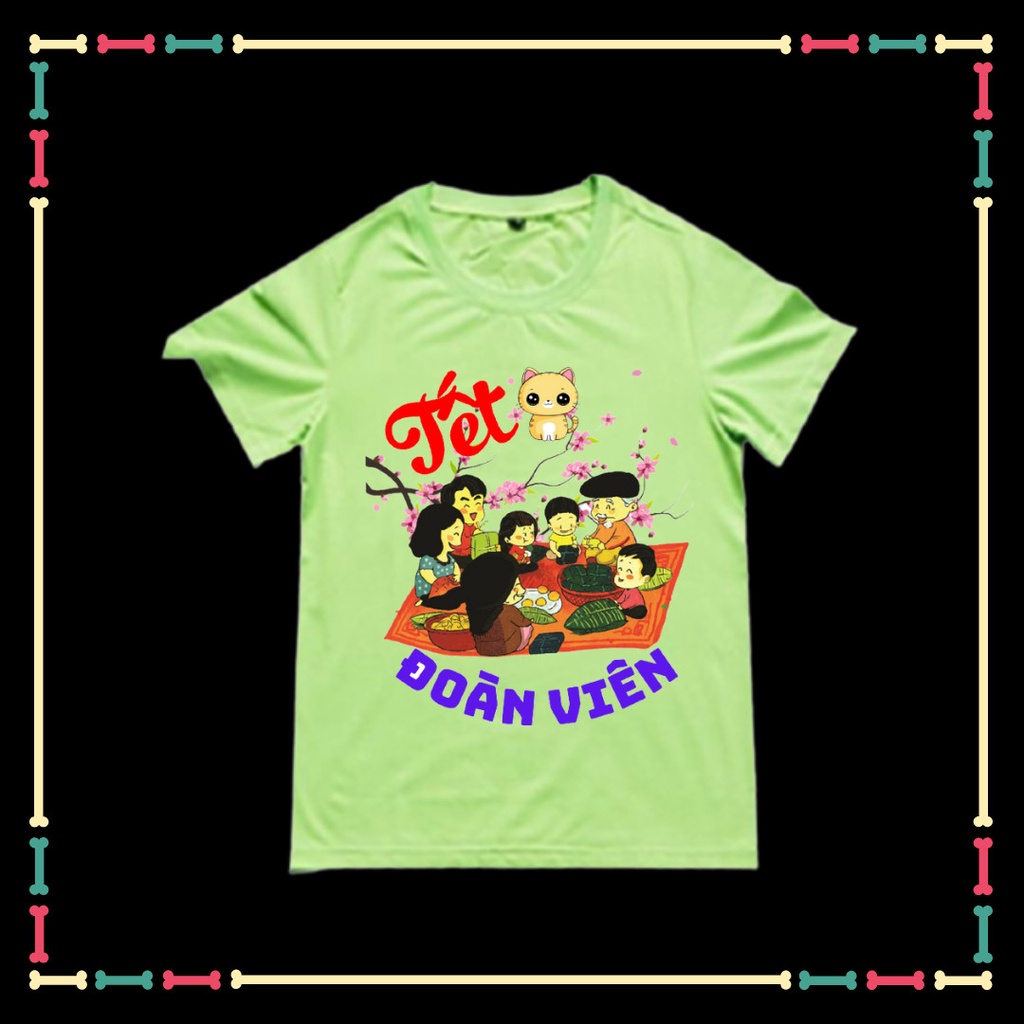 Áo thun gia đình Tết 2023 Đoàn Viên, Xuân đoàn viên 2023, vải cotton co giãn 4 chiều, từ 10kg đến 90kg