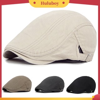 [Huluboy] Mũ Beret Vải Cotton Màu Sắc Cổ Điển Thời Trang Cho Nam