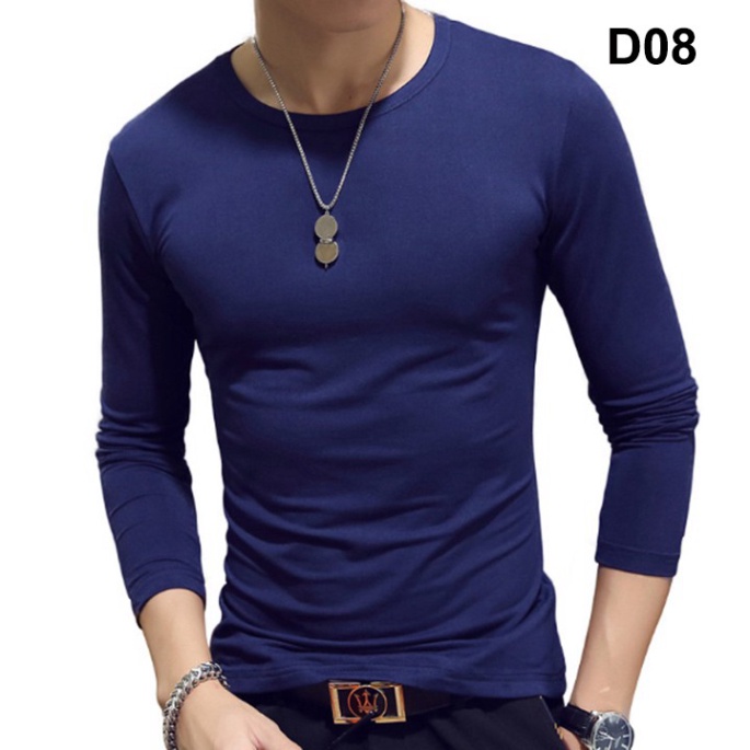 Áo thun nam tay dài cổ tròn, chất cotton 4 chiều , áo dài tay nhiều màu dáng ôm thời trang - Hàn