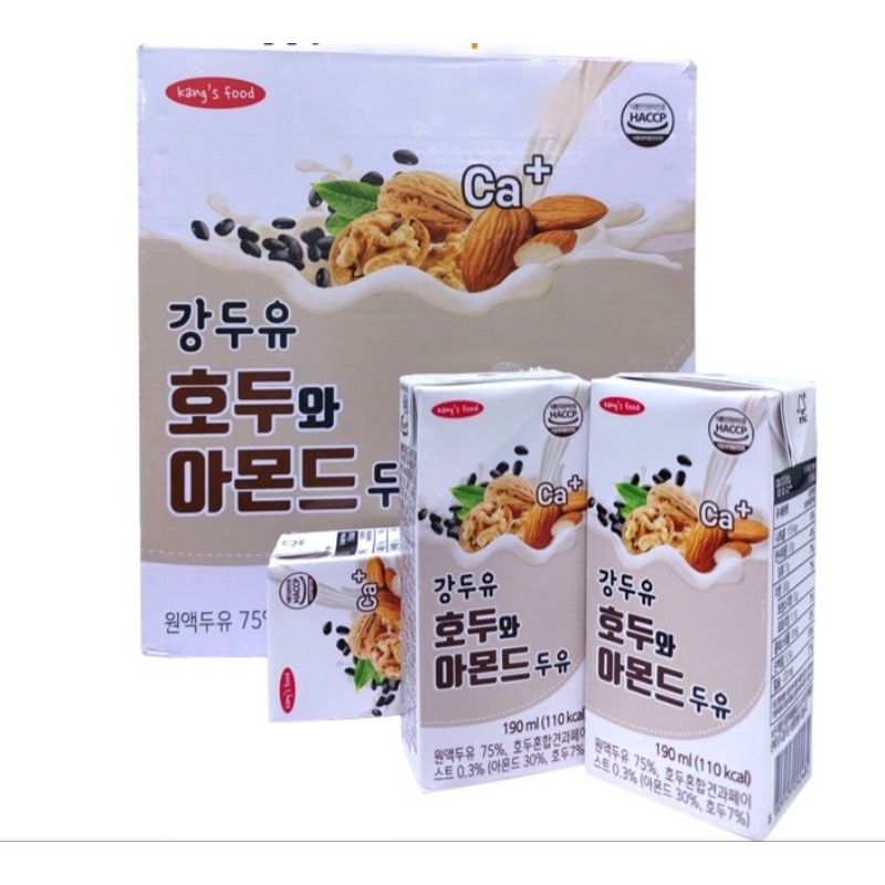 Thùng 16 hộp 190ml Sữa hạt óc chó hạnh nhân đậu đen Hàn Quốc bổ sung nhiều Canxi Ca+ Kang’s Food