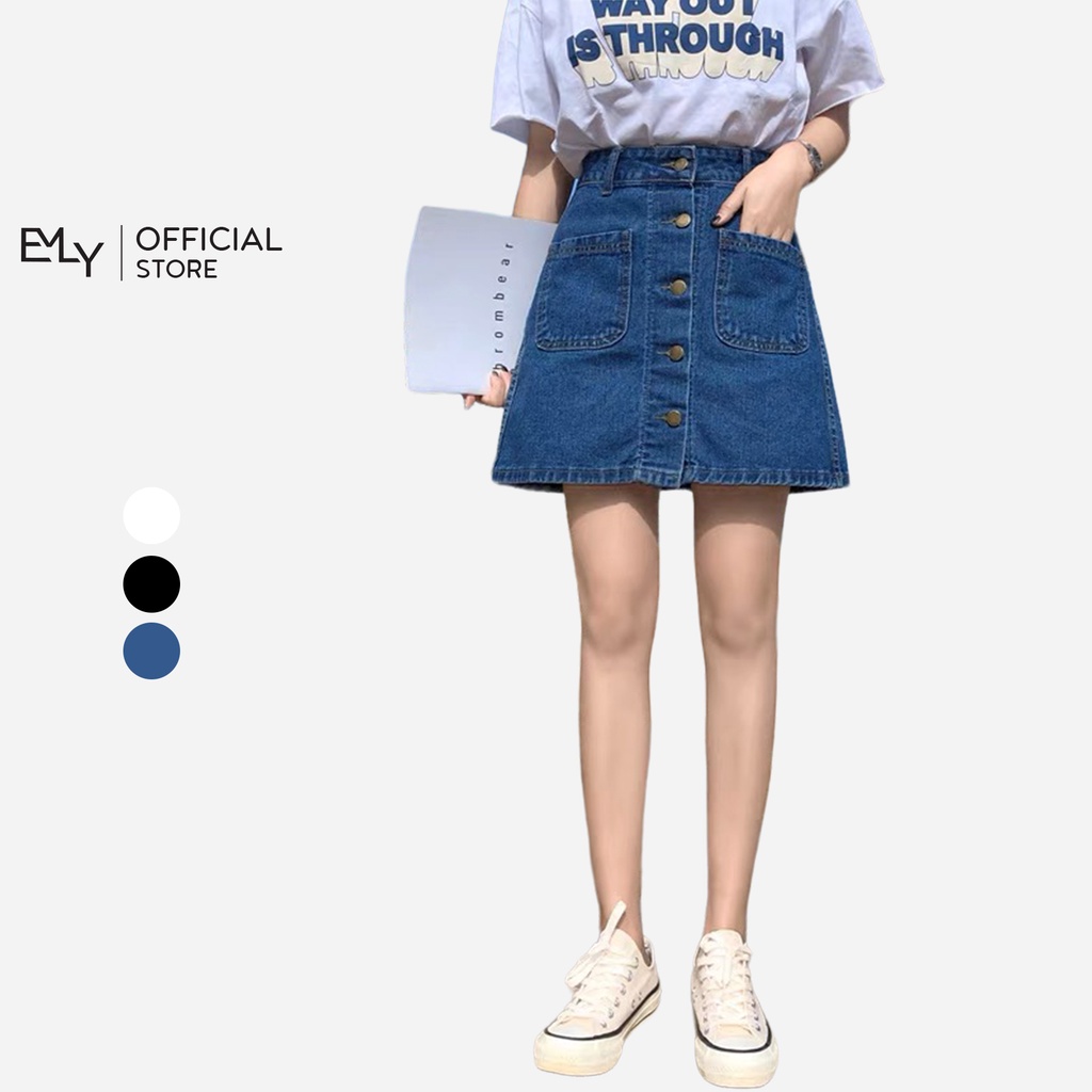 [Mã FATOP12 giảm 30K đơn 150K] Chân váy jeans chữ a mini Emilyshop